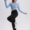 2024 Women's Yoga long sleeves Solid Color Nude Sports Shaping Waist Tight Fitness Loose Jogging Sportswear Women's High Quality