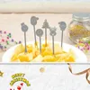 Fourchettes R2JC 6pcs Fruits de Noël en acier inoxydable Snack Gâteau Dessert Picks Salade Cure-dents Cuisine Vaisselle Fournitures de fête