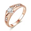 Cluster Rings Korean Micro Inlaid Round Zircon Ring Women Rose Gold Plated Engagement Jewelry Gift Lover Wedding Size Us5-11