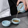 Conjuntos de chá Teawear Set Cerâmica Gaiwan 2 Xícaras 1 Chá Caddies Filtros de Aço Presente de Negócio Chinês Portátil Viagem Bule 110ml