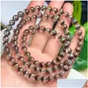 Pulseras de eslabones de cadena 6 mm Jardín verde natural Cuarzo Triple Círculo Pulsera Piedra preciosa suave Reiki Joyería curativa Cristal energético Holi Dhxbc