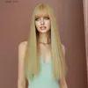 Perruques synthétiques NAMM Ombre Blonde Wig For Women Daily Party Long Straitement Wig Natural Synthetic Hair Fashion Wig with Bangs Fibre résistant à la chaleur Y240401