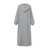 Casual Dresses Autumn 2024 Hooded Midi Dress Solid Long Sleeve Loose Plus Size Mode Elegant Women Clothing Robe
