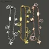 Designer Necklace Jewelry Europe America Fashion Sets Style Lady Women Titanium steel Hollow Out Flower V Initials Tassels Double Deck Bracelet Earrings M64855 M64