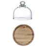 Plates Mini Dessert Plate Containers Fruit Dish Cake Tray Wooden Cover Kit Glass Tableware The Bell Jar