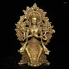 Estatuetas decorativas coletam ornamentos de estátua de Buda Tara de bronze tibetano chinês esculpido à mão