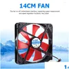 Fans Coolings Computer 12V 140Mm 4 Pin Quiet Pc Case Cooling Fan Desktop Cpu Cooler Radiator Dc Heatsink For Accessories Drop Delivery Otrp2