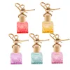 10ml Empty Clear Glass Car Perfume Bottles Colorful Square Air Freshener Bottle with Wood Screw Cap Hang String for Decorations