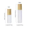 Storage Bottles 3PCS 5/10ml Refillable Oil Perfume Portable Roller Ball Liquid Container Frosted Glass Wood Grain Bottle Gift