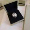 Origineel door ontwerper V Golden Van caleidoscoop Ring breed en smalle volledige diamant 18k rosé goudbloem dames met fluwelen doos