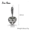 Ohrhänger Jade Angel 925 Sterling Silber Durchbrochenes Muster Herz Vintage Markasit Ohrhänger Für Frauen Party Bankett Geschenk