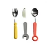Couverts 3 pièces 1 ensemble clé à vaisselle en Silicone tournevis Style couteau à dîner en acier inoxydable fourchette cuillère couverts outil de cuisine LX1612