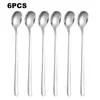 Spoons 6pcs Long Handle Iced Tea Spoon Coffee Ice Cream Stainless Steel Cocktail Stirring