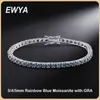 Цепочка EWYA Luxury 3/4/5MM All Blue Green Mosonite Теннисный браслет для мужчин S925 Red Diamond Test Браслет Оптовая продажа Подарок Q240401