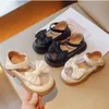 Baby Girl Shoe Leather Shoes 2023 Spring Mesh Breathable Princess Style Bow for Children Zapatillas 240321