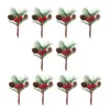 Decorative Flowers 10Pcs Christmas Artificial Berry Stems Pine Needles Picks Berries Pinecone Branches DIY Xmas Wreath Tree