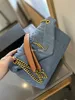 Designer-Tasche, Vintage-Jeanstasche, Damen-Straddle-Luxus-Handtasche, Tramp-Umhängetasche, blaue Mode, Denim-Blumenbrief, Make-up-Geldbörse