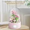 Block 438 st+ Gardenia Flower Music Box Buildblock Creative Bouquet Display Model Home Decoration Education Toy Kids Holiday Gift 240401