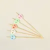 Forks 100Pcs Colorful Heart Cocktail Picks Wooden Toothpick Skewer Snack Fork Fruit Bamboo Party Wedding Supplies