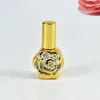 Bottiglie di stoccaggio Mini bottiglia di profumo a rullo 11ml Placcatura in oro Contenitore vuoto riutilizzabile per olio essenziale da viaggio in vetro roll-on