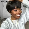 Perruques synthétiques Couleur naturelle courte bob raide perruques humaines avec frange brésilienne Remy Hair Pixie Wig Coup Wig Cheap Human Hair Wig for Black Women Y240401