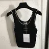 Pearl Knit Camisole kamizelki Kobiety seksowne załogi zbiornik na szyję