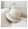 Autumn and winter new wool woolen hat childrens luxury small fragrant pearl fisherman hat fashion felt hat Hepburn wind basin hat