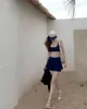 Kadın Mayo Seksi Açık Geri Bikini Seti Etek Kadınlar Mahsul Üst Bandaj Biquini Bandeau Mayo Push Up Bikinis Pad Mayo Takım