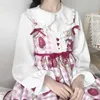 Chemisiers pour femmes chemises japonaises mignonnes Harajuku chemise blanche à volants hauts chemisier à manches longues doux Lolita basique boutonné coton goutte Deliv Otrae