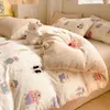 Bedding Sets Kawaii Girls Kids Winter Warm Duvet Cover 4pcs Set Thicken Velvet Quilt Bed Sheets And Pillowcases Full Size