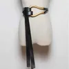Ремни Новейшая мода, мягкий искусственный ремень, персонализированная большая пряжка из сплава, тонкий двухслойный ремень, рубашка с галстуком и длинным ремнем Q240401