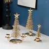 Candle Holders Christmas Tree Modelling Candlestick European Metal Holder Ornament Candlelight Dinner Table Decorations