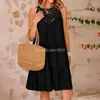 Casual Dresses Summer Women's Beach Dress Sexig grimma ärmlös A-Line Mini Loose Swing Flowy Sundress