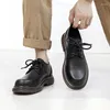 Sapatos casuais marca fundo grosso preto segurança ao ar livre carne tendão sola couro trabalho oxford rendas até b197