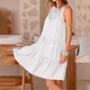 Casual Dresses Summer Women's Beach Dress Sexig grimma ärmlös A-Line Mini Loose Swing Flowy Sundress