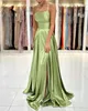 Vert clair une ligne robe de bal demoiselles d'honneur robe spaghetti robes de soirée robes élégantes à lacets dos robes de demoiselle d'honneur en satin pour des occasions spéciales