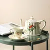 Tazze Piattini Retro European Bubble Tea Cup Cottura ad alta temperatura Modello di fiore in ceramica Caffè Delicato Teiera pratica per