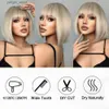 Perruques synthétiques Easihair Bob synthétiques Bob avec bang courte légère droite blonde beige naturel perruques pour femmes pour femmes Cosplay résistant à la chaleur Y240401