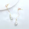 Lii Ji Baroque Pearl 14K Gold Filled Long Earrings Freshwater Dangle Jewelry For Women Party Wedding 240401