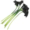Decoratieve bloemen 10 stuks kunstboeket voor binnen bloemsimulatie stengels plastic siert zwarte bruidsmeisjesrozen