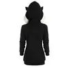 Women's Hoodies Sweatshirts 2023 Womens Autumn And Winter New Cute Cat Ear Color Blocking Plush Hoodies Casual Fashion Zipped Sweatshirt Coat With Pockets 240401