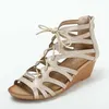 Trendige römische Schuhe für Damen, Sommer-Sandale mit Fischmaul-Absatz, Ethno-Stil, Hang-Keil-Sandalen, Sandalen mit Absätzen 240228