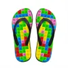 PLATOS DE Mujer personalizadas Slipper 3d Tetris estampado Sandalias de playa de moda de verano para zapatillas Flip Flip Flip Flipflops S9xz#