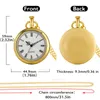 Montres de poche de luxe en or, cadran ouvert, chiffres romains, affichage analogique à Quartz, horloge pendentif avec chaîne de collier, horloges Reloj Fob