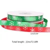 Party Decoration 22m Red Green Printed Snowflake Ribbon Christmas Gift Ribbons DIY Craft For Ideal Decor And Wrappin
