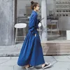 Long Sleeve Denim Dres Spring Summer Fashion Korean Style Maxi AnkleLength Jeans Ladies Clothes Luxury Outwear 240322