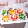 Fleurs décoratives réalistes 6 pièces faux Cupcake modèle alimentaire fruits crème glacée bol Transparent accessoires de mariage fête décor à la maison doux PU Cupcakes S s