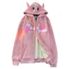 Harajuku Diable Broderie Sweats À Capuche Femmes Japonais Doux Streetwear Dessin Animé Lâche Sweat Couple Zip Up Sweat À Capuche Goth Y2k Vêtements 240326