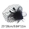 Bérets Mode Femmes Fascinator Chapeau Maille Plume Résille Voile Pince À Cheveux Demi-Visage Coiffe De Noce De Mariée Chapeaux Casquettes