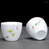 TeAware Setleri Yaratıcı Yumurta Şeklinde Seramik Çay Kupası 6pcs / Set Kemik Çin Çiçeği Gaivan Cam Çam Çamar Kupaları Kahve Bardakları